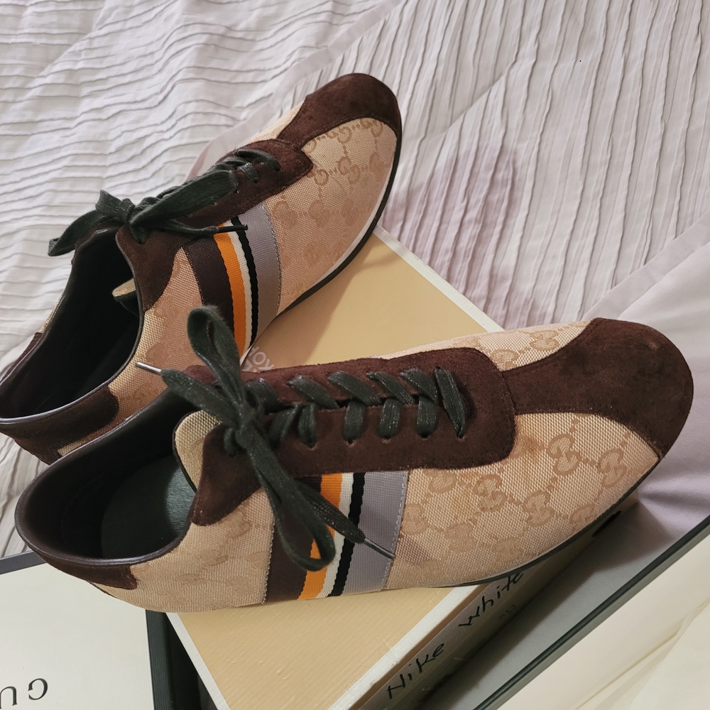 Gucci Men's Brown and Tan Sneakers
